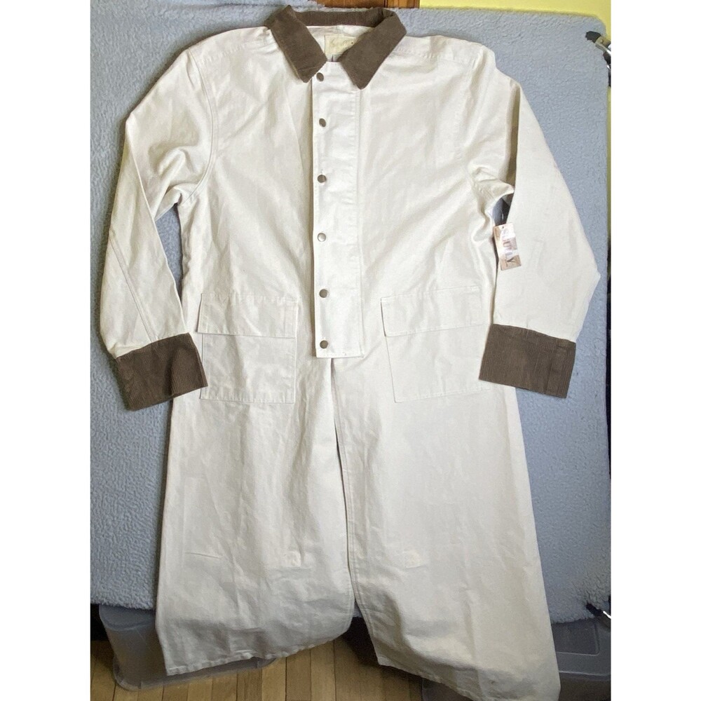 Scully Canvas Duster Jacket Mens Large Beige Brown Corduroy Collar Western NWT